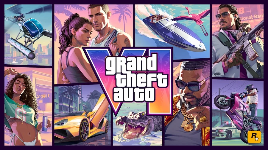 Official Grand Theft Auto VI cover artwork by Rockstar Games, identifying the inspiration for this independent original-game tutorial