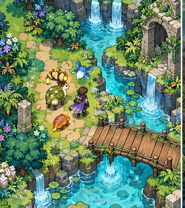 Original 2D Lantern Wilds concept: Design your own creatures, wild encounters, battles and collection. Play BINXMON, then use independently public examples to build a different original RPG.