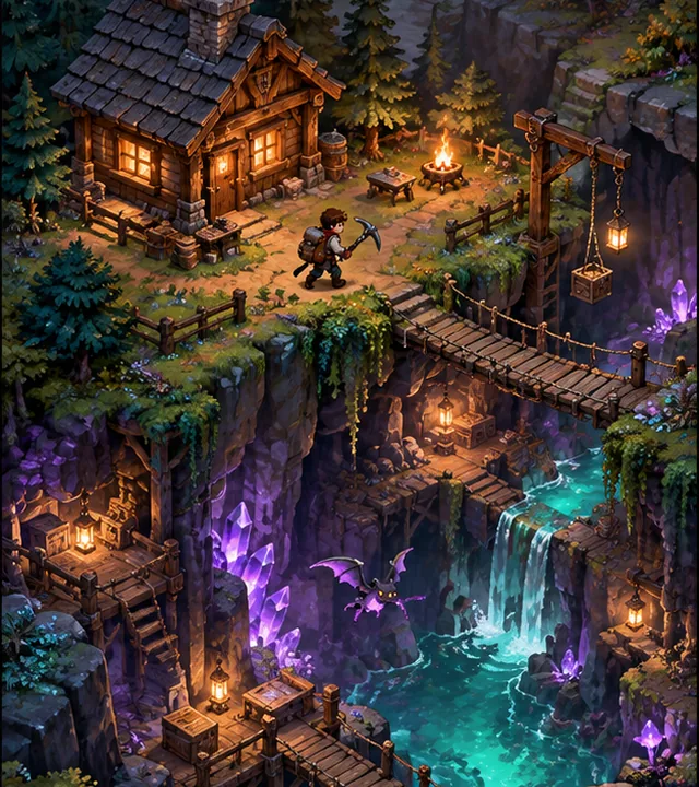 Original 2.5D Deepwild Hearth concept: Make an original side-view mining and base-building game. Keep tiles authoritative, crafting transactional and one cave biome playable before growing the world.